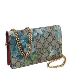 Pre Owned محفظة غوتشي كانفاس مقوى سوبريم جي جي بيج مزهرة بسلسلة