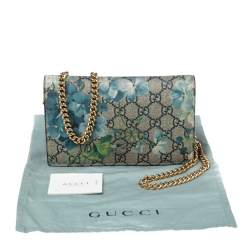 Pre Owned محفظة غوتشي كانفاس مقوى سوبريم جي جي بيج مزهرة بسلسلة