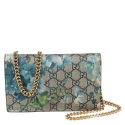 Pre Owned محفظة غوتشي كانفاس مقوى سوبريم جي جي بيج مزهرة بسلسلة