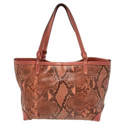 Gucci Pink Python And Leather Craft Tote