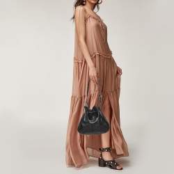 Pre Owned Gucci Black Leather Drawstring Bucket Bag