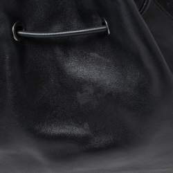 Pre Owned Gucci Black Leather Drawstring Bucket Bag