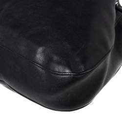 Pre Owned Gucci Black Leather Drawstring Bucket Bag