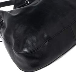 Pre Owned Gucci Black Leather Drawstring Bucket Bag