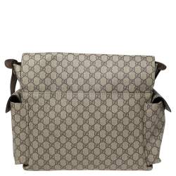 Pre Owned Gucci Beige/Brown GG Supreme Canvas Messenger Diaper Bag 