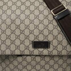 Pre Owned Gucci Beige/Brown GG Supreme Canvas Messenger Diaper Bag 