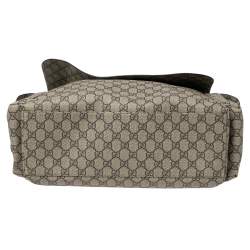 Pre Owned Gucci Beige/Brown GG Supreme Canvas Messenger Diaper Bag 