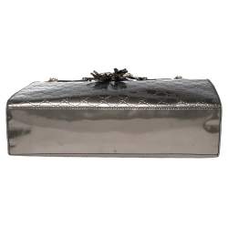 Pre Owned Gucci Dark Grey Guccissima Patent Leather Large Emily Chain Shoulder Bag