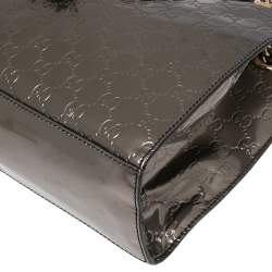 Pre Owned Gucci Dark Grey Guccissima Patent Leather Large Emily Chain Shoulder Bag