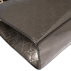 Pre Owned Gucci Dark Grey Guccissima Patent Leather Large Emily Chain Shoulder Bag