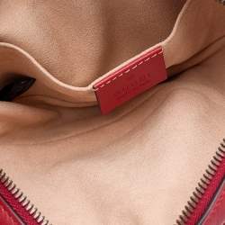Pre Owned Gucci Red Matelasse Leather GG Marmont Belt Bag