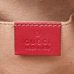 Pre Owned Gucci Red Matelasse Leather GG Marmont Belt Bag