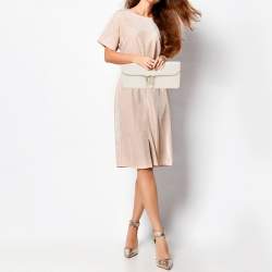 Pre Owned Gucci White Crocodile 1973 Flap Long Clutch