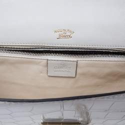 Pre Owned Gucci White Crocodile 1973 Flap Long Clutch