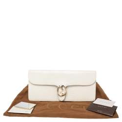 Pre Owned Gucci White Crocodile 1973 Flap Long Clutch