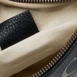 Pre Owned Gucci Black Pebbled Leather Small Logo Web Belt Bag