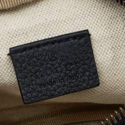 Pre Owned Gucci Black Pebbled Leather Small Logo Web Belt Bag