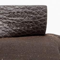 Pre Owned Gucci Beige/Ebony GG Crystal Canvas and Leather Small D Ring Hobo
