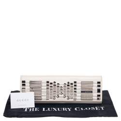 مملوكة مسبقًا Gucci White Leather Studded Long Clutch