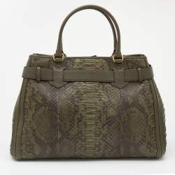 مملوكة مسبقًا Gucci Green Python and Leather Large GG Running Tote