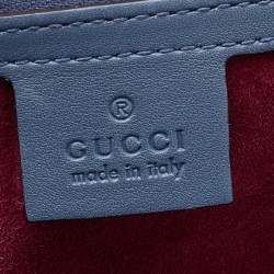 Pre Owned Gucci Blue Smooth Leather Lady Lock Satchel