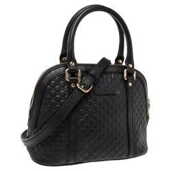 Pre Owned Gucci Black Microguccissima Leather Mini Dome Bag