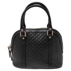 Pre Owned Gucci Black Microguccissima Leather Mini Dome Bag