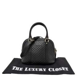 Pre Owned Gucci Black Microguccissima Leather Mini Dome Bag