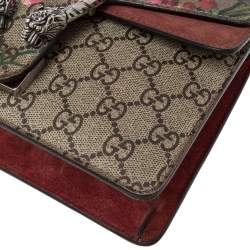 Pre Owned Gucci Multicolor GG Supreme Blooms Canvas and Suede Mini Dionysus Shoulder Bag