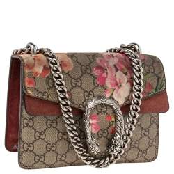 Pre Owned Gucci Multicolor GG Supreme Blooms Canvas and Suede Mini Dionysus Shoulder Bag