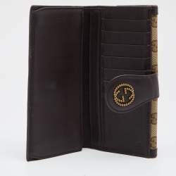 Pre Owned Gucci Brown/Beige GG Canvas and Leather Scarlet Continental Wallet