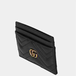 مملوكة مسبقًا Gucci Black Leather GG Marmont Card Case