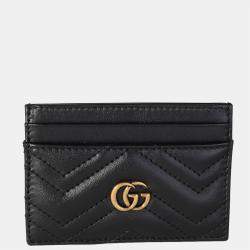 مملوكة مسبقًا Gucci Black Leather GG Marmont Card Case