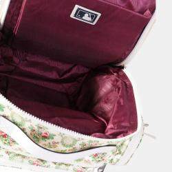 Pre Owned Gucci Creme Multicolor Satin Floral Print NY Yankees Patch Backpack