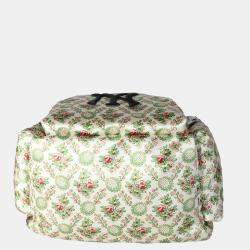 Pre Owned Gucci Creme Multicolor Satin Floral Print NY Yankees Patch Backpack