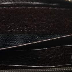 Pre Owned محفظة غوتشي GG جلد بني بسحاب محيط