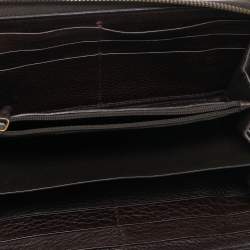 Pre Owned محفظة غوتشي GG جلد بني بسحاب محيط