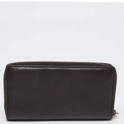 Pre Owned محفظة غوتشي GG جلد بني بسحاب محيط