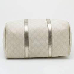 Pre Owned Gucci White/Silver GG Supreme Canvas And Leather Joy Boston Bag