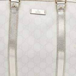 Gucci White/Silver GG Supreme Canvas And Leather Joy Boston Bag