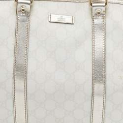 Pre Owned Gucci White/Silver GG Supreme Canvas And Leather Joy Boston Bag