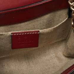 Pre Owned حقيبة كتف غوتشي ايميلي جلد غوتشيسيما عنابي بسلسلة صغيرة