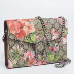 مملوكة مسبقًا Gucci Multicolor GG Supreme Canvas and Leather Blooms Dionysus Wallet On Chain