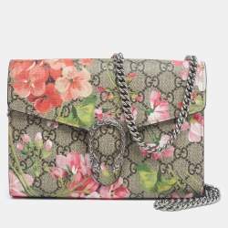 مملوكة مسبقًا Gucci Multicolor GG Supreme Canvas and Leather Blooms Dionysus Wallet On Chain