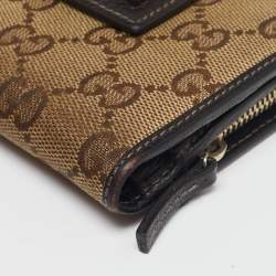 Gucci Beige/Brown GG Canvas and Leather Abbey D Ring Compact Wallet