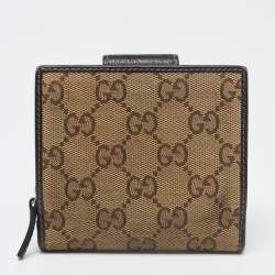 Gucci Beige/Brown GG Canvas and Leather Abbey D Ring Compact Wallet