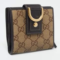Gucci Beige/Brown GG Canvas and Leather Abbey D Ring Compact Wallet