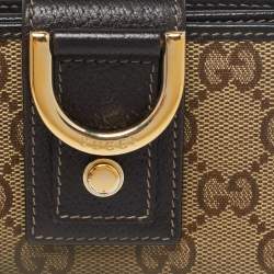 Gucci Beige/Brown GG Canvas and Leather Abbey D Ring Compact Wallet