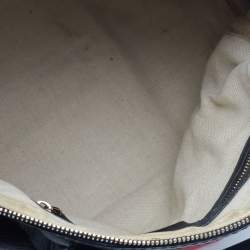 Pre Owned حقيبة بوسطن غوتشي فينتدج جلد سوداء مزينة بشريط ويب متوسطة