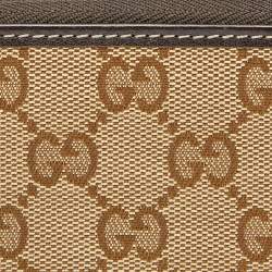 Gucci Beige/Ebony GG Canvas and Leather Zip Around Card Case 